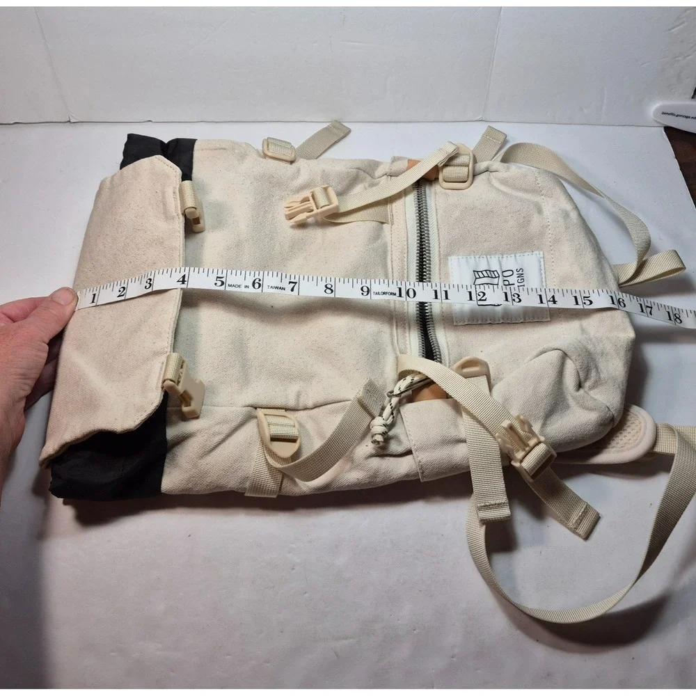 Topo Designs Rover Pack Mini Canvas Backpack Cream Canvas Black Interior